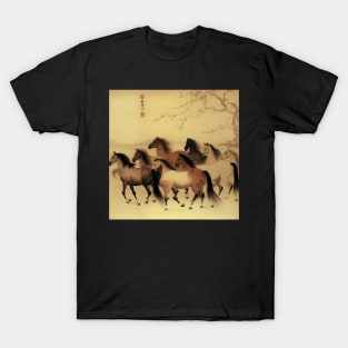 Chinese painting horses in motion T-Shirt